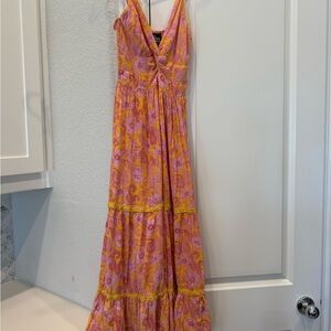 Angie Pink and Yellow Floral Maxi Dress